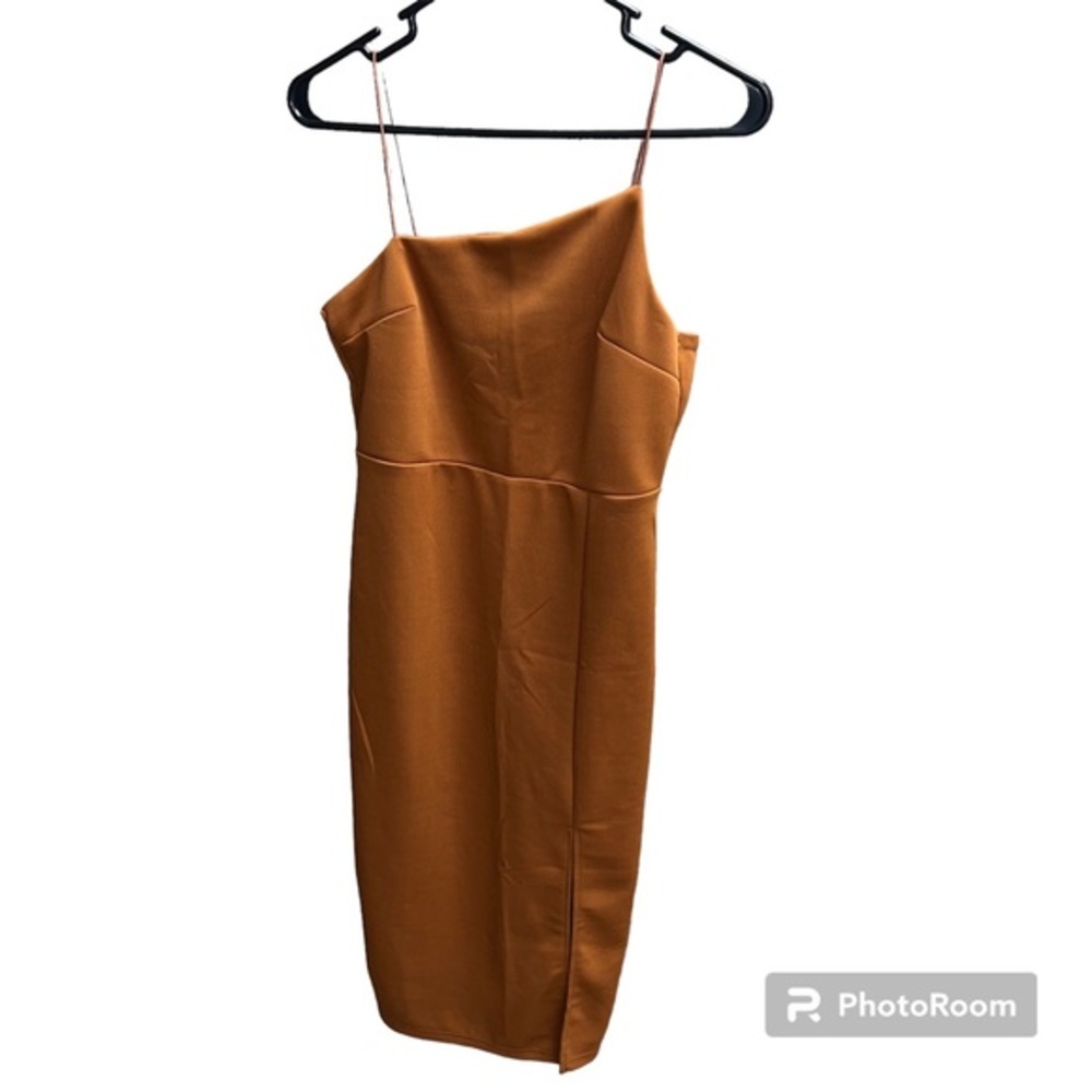 Shein camel brown front slit dress size medium